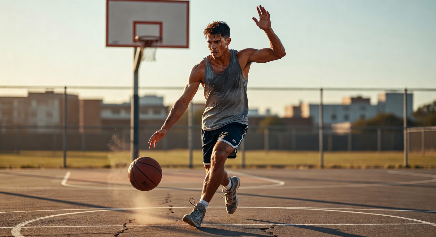 Atleta practicando baloncesto