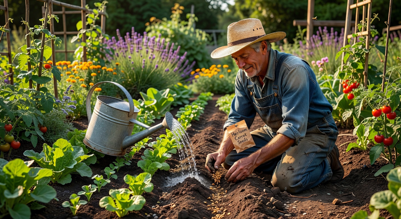 Jardinero practicando jardinería