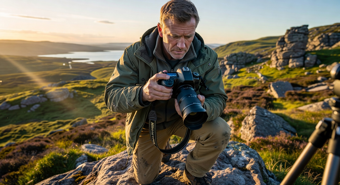 Fotógrafo practicando fotografía