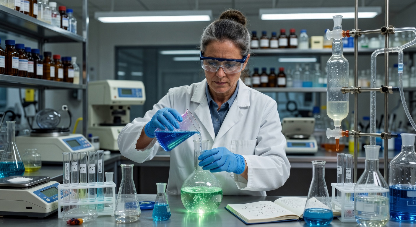 Científico practicando experimento