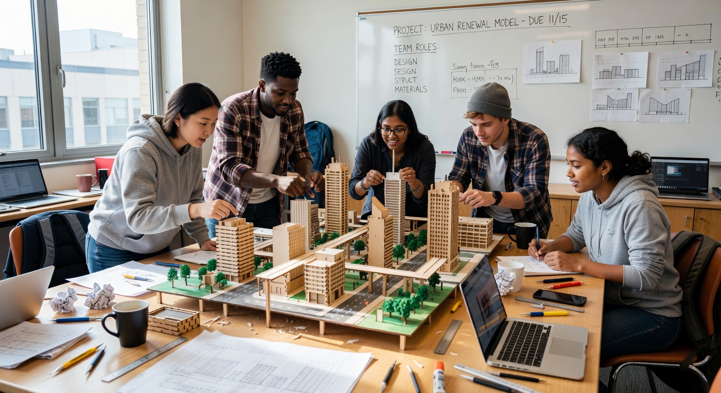 Estudiantes aprendiendo colaborativamente